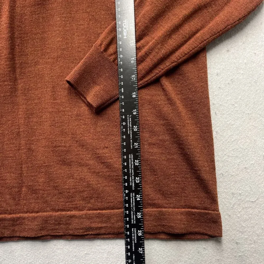 Jos A‎ Bank Traveler Small 100% Merino Wool Quarter Zip Sweater Rust Orange